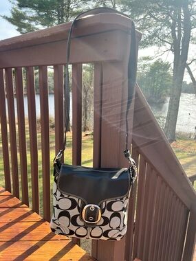 COACH BLEEKER BAG / BLACK & GRAY SIGNATURE JACQUARD / F13360